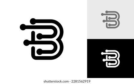 Letter B technology initial monogram logo design vector