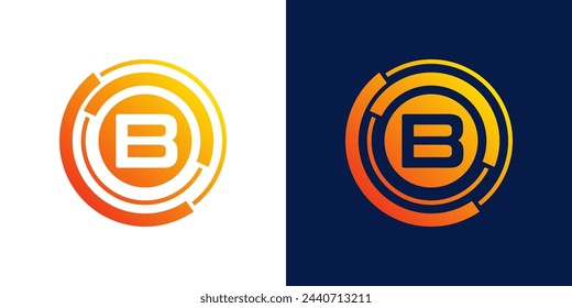 Letra B Tecnología logo, Tecnología abstracta Círculo icono , Diseño de logotipo Medios, datos, conexión digital vector Plantilla