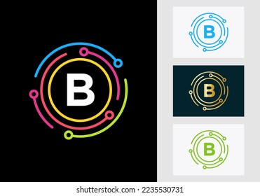Letter B Technology Logo Design. Network Logo Symbol