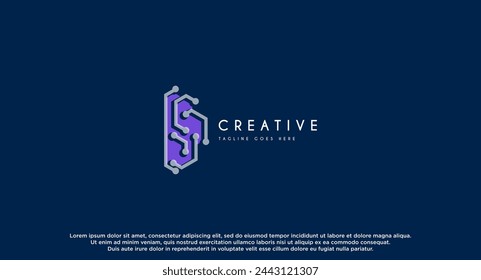 Letter B technology logo design vector inspiration.