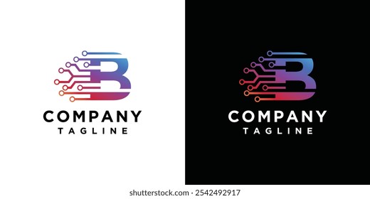 Plantilla de diseño de logotipo de tecnología letra B.	

