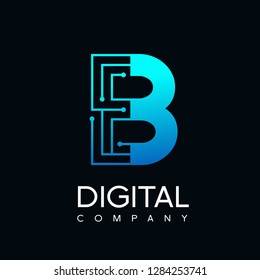 Letter B Technology Logo Font Digital: Vector De Stock (libre De ...