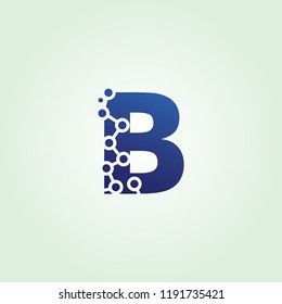 Letter B Technology Logo, Simple Icon With Network Shape design