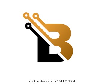 Letter B technology logo or symbol template design