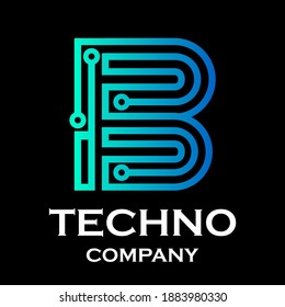 Letter b technology logo template illustration. suitable for computer, website, and your business