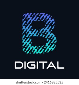 Letter b technology vector logo template. Suitable for technology, digital, web, link, internet, media etc