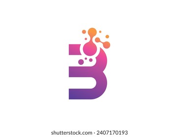 Letter B Technology vector monogram logo design template. Letter B molecule, Science and Bio technology Vector logo.