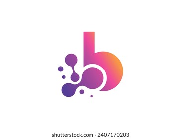 Letter B Technology vector monogram logo design template. Letter B molecule, Science and Bio technology Vector logo.