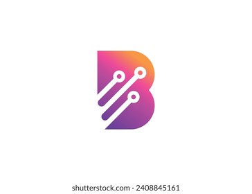 Letter B Technology vector monogram logo design template. Letter B molecule, Science and Bio technology Vector logo Design