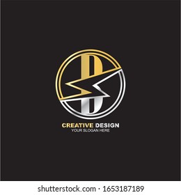 Letter B. Template for creative logo design with circle icon element. vector elegant gold and metal font.