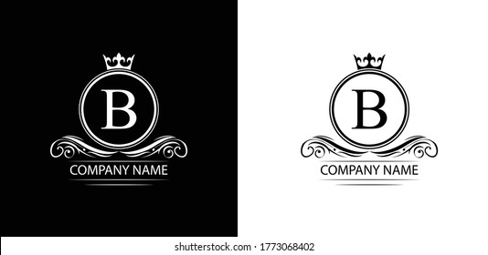 letter B template logo Luxury letter with crown. Monogram alphabet . Beautiful royal initials letter. restaurant, food company, shop , boutique template emblem	
