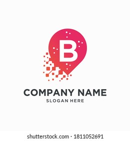 letter b template vector icon location pin navigation logo