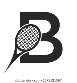 Letter B Tennis Logo. Paddle Symbol Vector Template