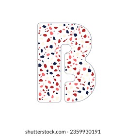 Schreiben B. Terrazzo Textur. Vektorgrafik.