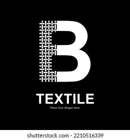 Letter B textile pattern and sewing logo vector design. Suitable for business, textile fabric, initial name, fashion, and knitting