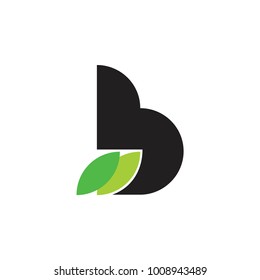 letter b thumb up with leaf logo vector