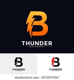 Diseño de Vector con logo Letter B Thunder. Adecuado para negocios, Lightning Bolt inicial, corporativo, tecnología y símbolo de ilustración de póster