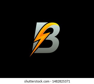 Letter B Thunder Power Shape Logo Stock Vector (Royalty Free ...