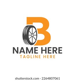 Letter B Tire Logo For Car Repair  Automotive Motor Logo Design Vector Template