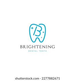 Letter B with tooth simple linear logo vector icon illustration