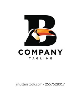 Letter B Toucan Logo Icon Vector