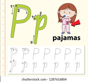 Letter B tracing alphabet worksheets illustration