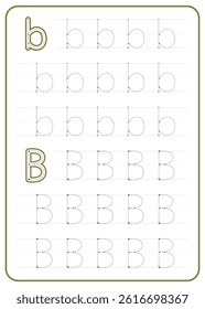 Letter B tracing. A worksheet for children's writing practice. Vector design.