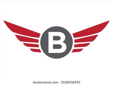 Letter B Transportation Logo Design. Wing Symbol For Freight Sign