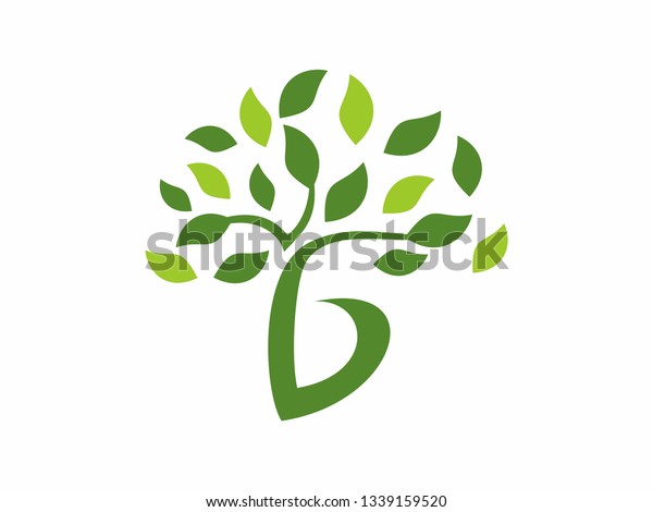 Letter B Tree Leaf Logo Green Stock Vector (Royalty Free) 1339159520