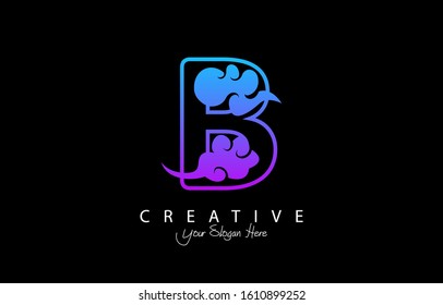 Letter B Trendy Design Logo Concept. Creative Icon Logo with Cloud Shape Vector Illustration.