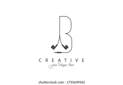 Letter B Trendy Design Logo Concept. Creative Icon Logo with earphone shape vector illustration.