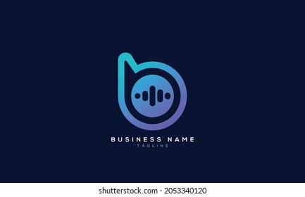 Letter B Trendy Design Logo Concept. Creative Icon Logo with Sound Wave Vector Illustration.