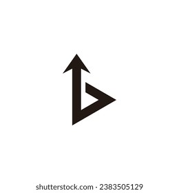 Letter b triangle, arrow geometric symbol simple logo vector
