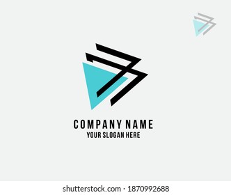 Letter B Triangle logotype on white background in vector illustration