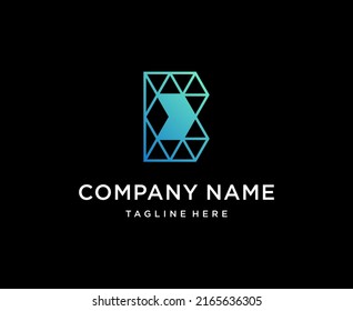 letter B triangles geometric logo design vector symbol