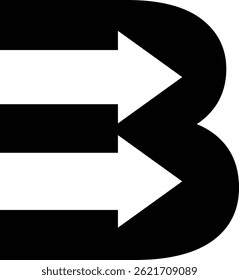Letter B with Two Arrows Logo – Dynamic Movement and Direction Symbol for Business, Growth, and Progress