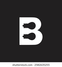 Letter B with two bulb initial unique art icon logo design vector monogram, two bulb inside B letter and modern branding business identity concept.