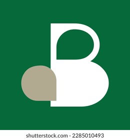 Letter B typography logo design template element. Use for logo, symbol, sign, identity of the company. White letter B text t-shirt vector design on green background. 