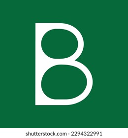 Letter B typography logo design template element. Use for logo, symbol, sign, identity of the company. White letter B text t-shirt vector design on green background. 