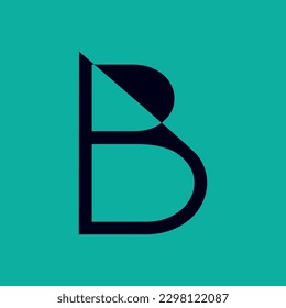 Buchstabe B: Design-Template-Element des typografischen Logos. Verwendung für Logo, Symbol, Zeichen und Identität des Unternehmens. Schwarzer Buchstabe B, T-Shirt, Vektordesign auf blauem Hintergrund. 