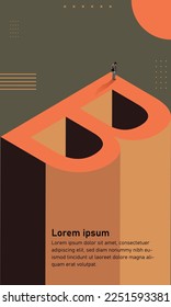 Plantilla de afiche vertical de tipografía de letra B
