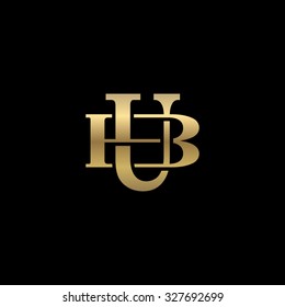 letter B and U monogram golden logo