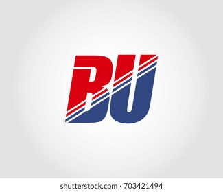 Letter B and U red and blue combination logo
