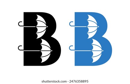 Letter b with umbrella design template illustration