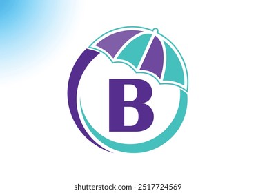 Letter B Umbrella Logo Design Vector Template.