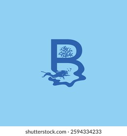 letter b underwater logo in blue