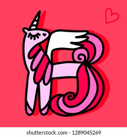 Letter B Unicorn Written By Unicorns Stock Vector (Royalty Free ...