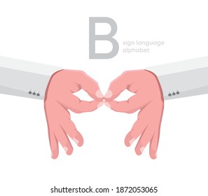 The letter 'B. Universal and Turkish handicapped hand alphabet letter B. Disabled hand. Hand tongue. Learning the alphabet, non-verbal communication, expression gestures vector.