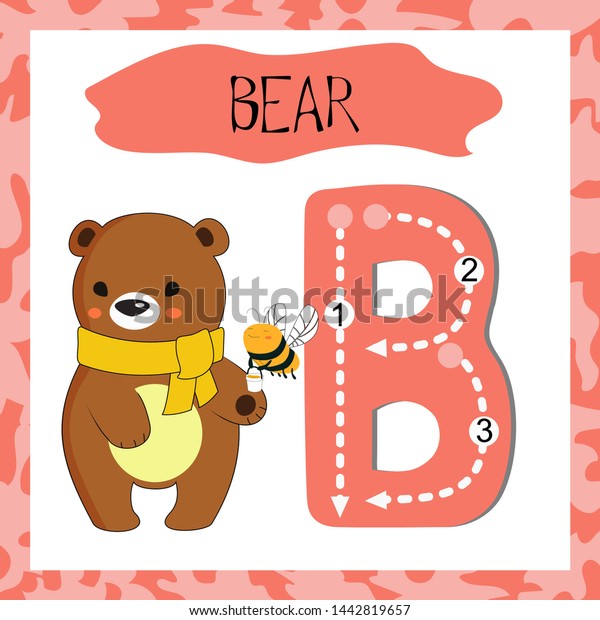 Letter B Uppercase Cute Children Colorful 스톡 벡터(로열티 프리) 1442819657