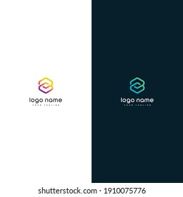 letter B uppercase hexagon logo concept with spinning move and technology logo